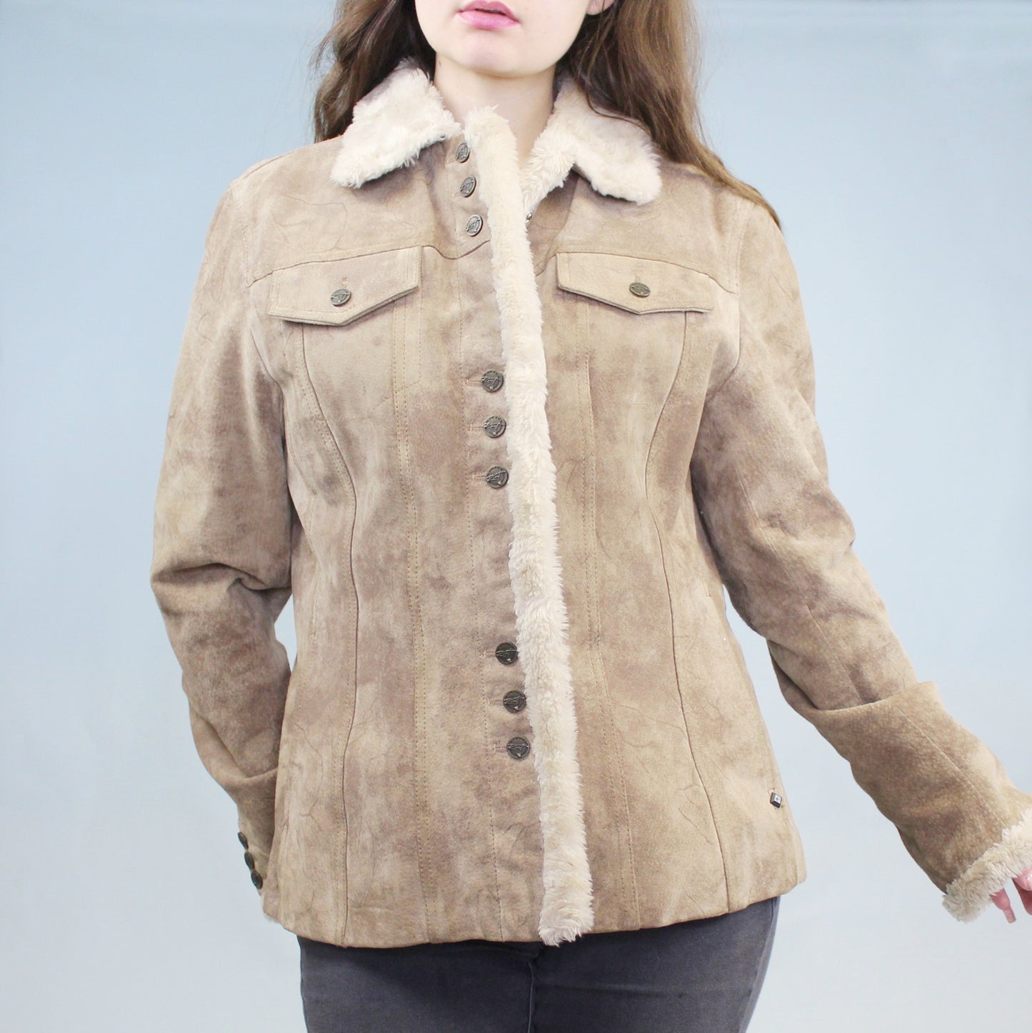 Vintage Y2k Suede and Faux Fur Coat by Rivet