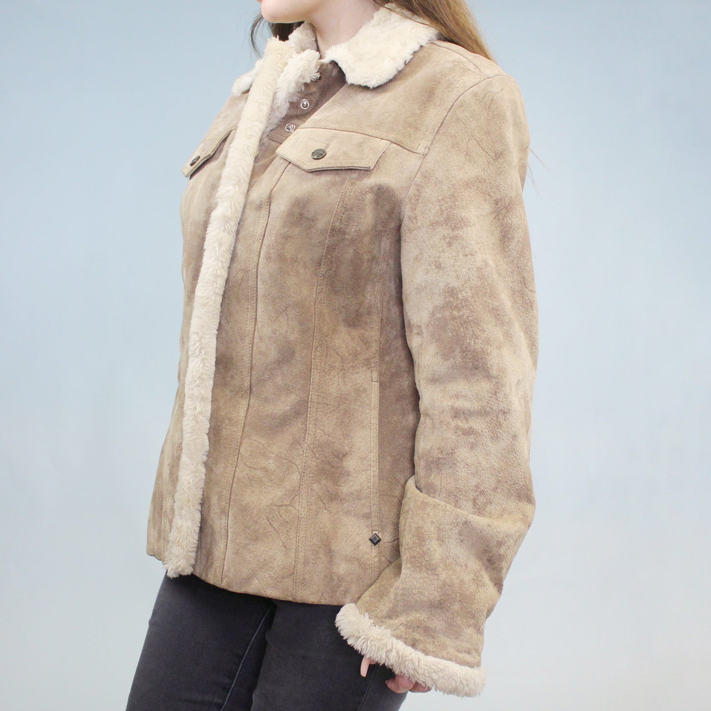 Vintage Y2k Suede and Faux Fur Coat by Rivet