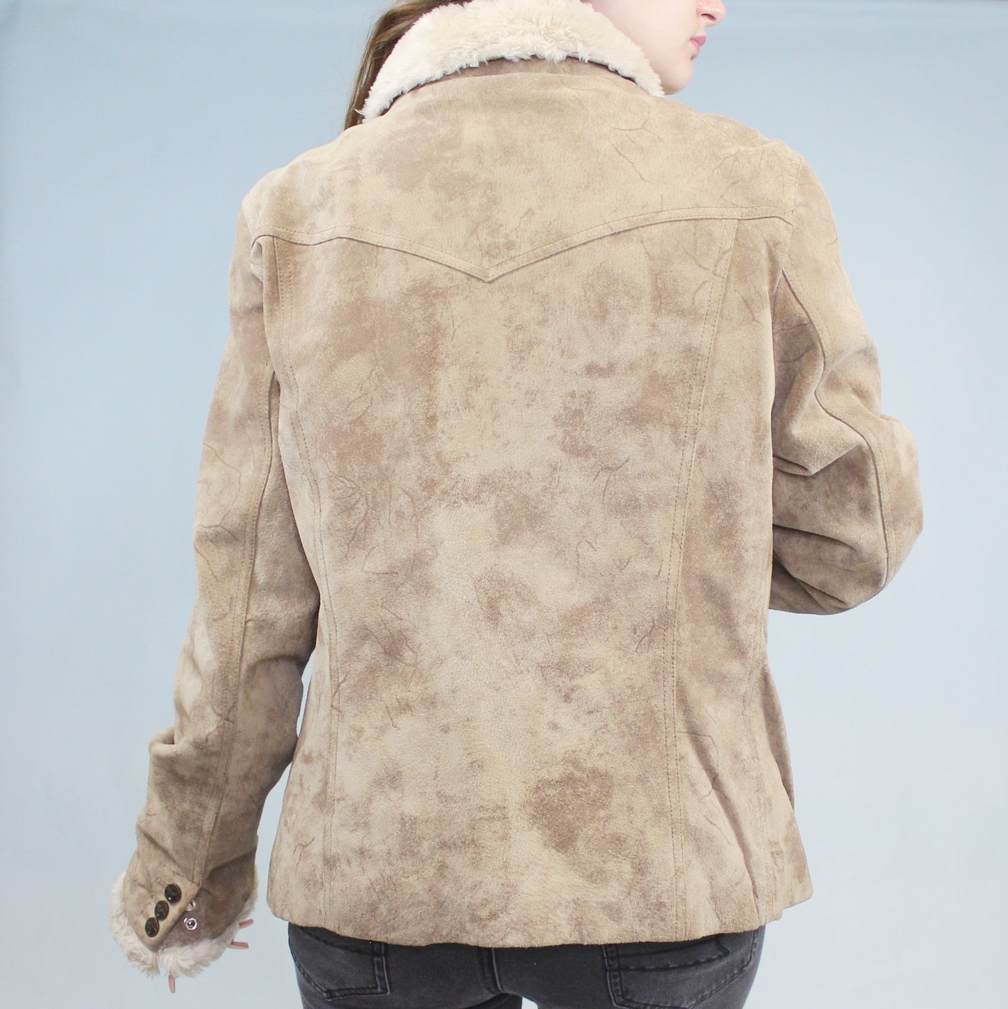 Vintage Y2k Suede and Faux Fur Coat by Rivet