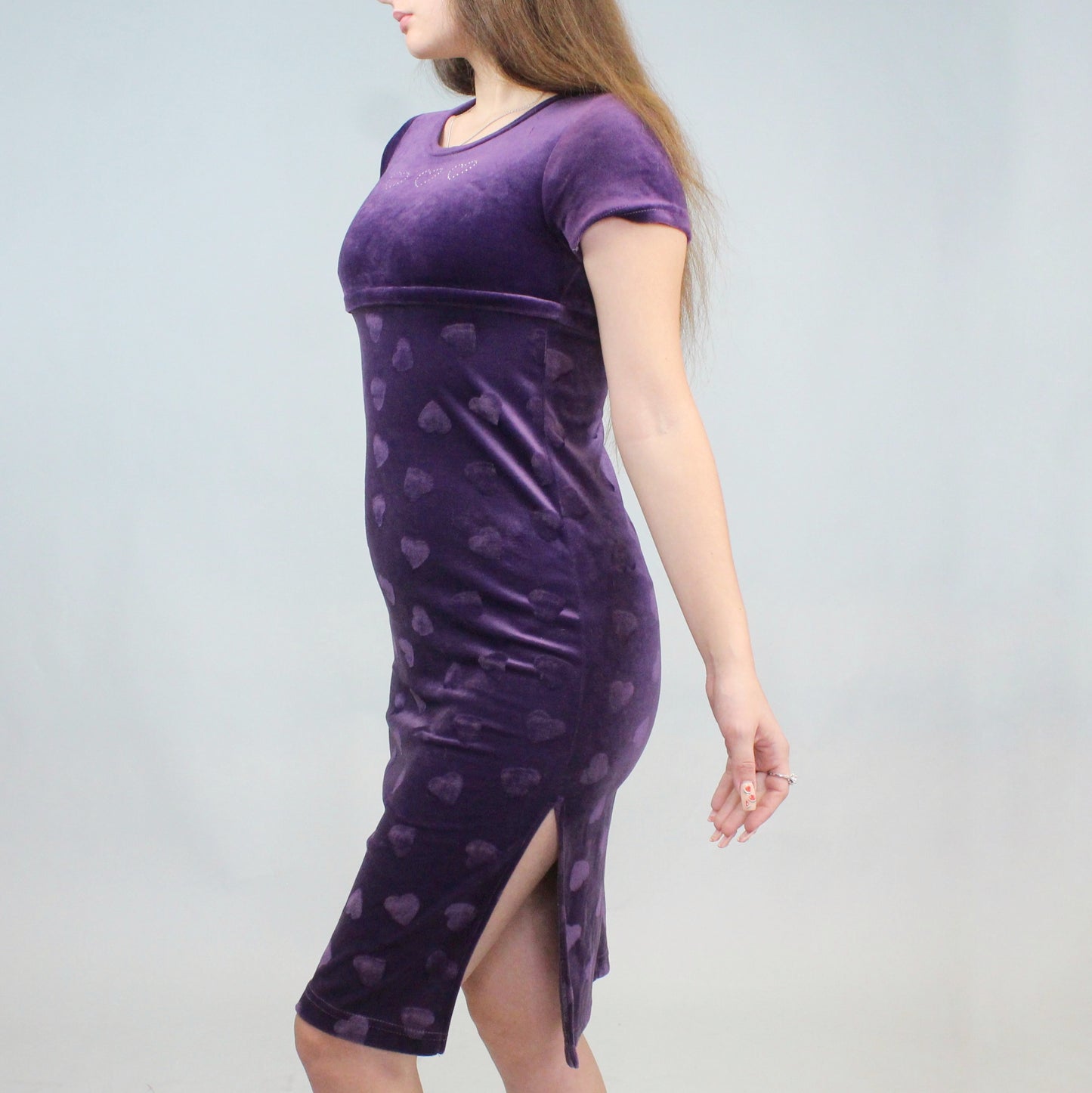 Vintage Y2k Purple Velvet Heart Midi Dress by Amy Byer California