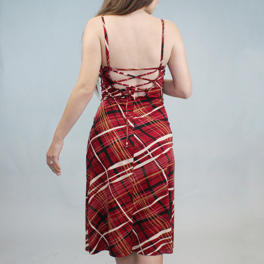 Vintage 90s Plaid Corset Midi Dress by PerSeption