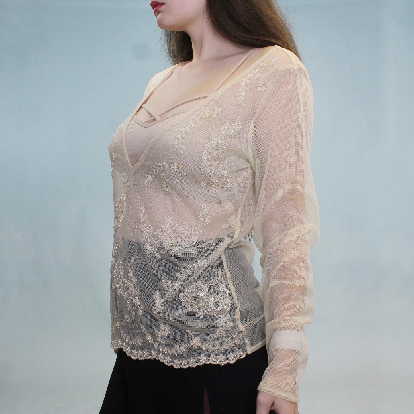 Vintage Y2k Sheer Mesh Long sleeve by New York & Company