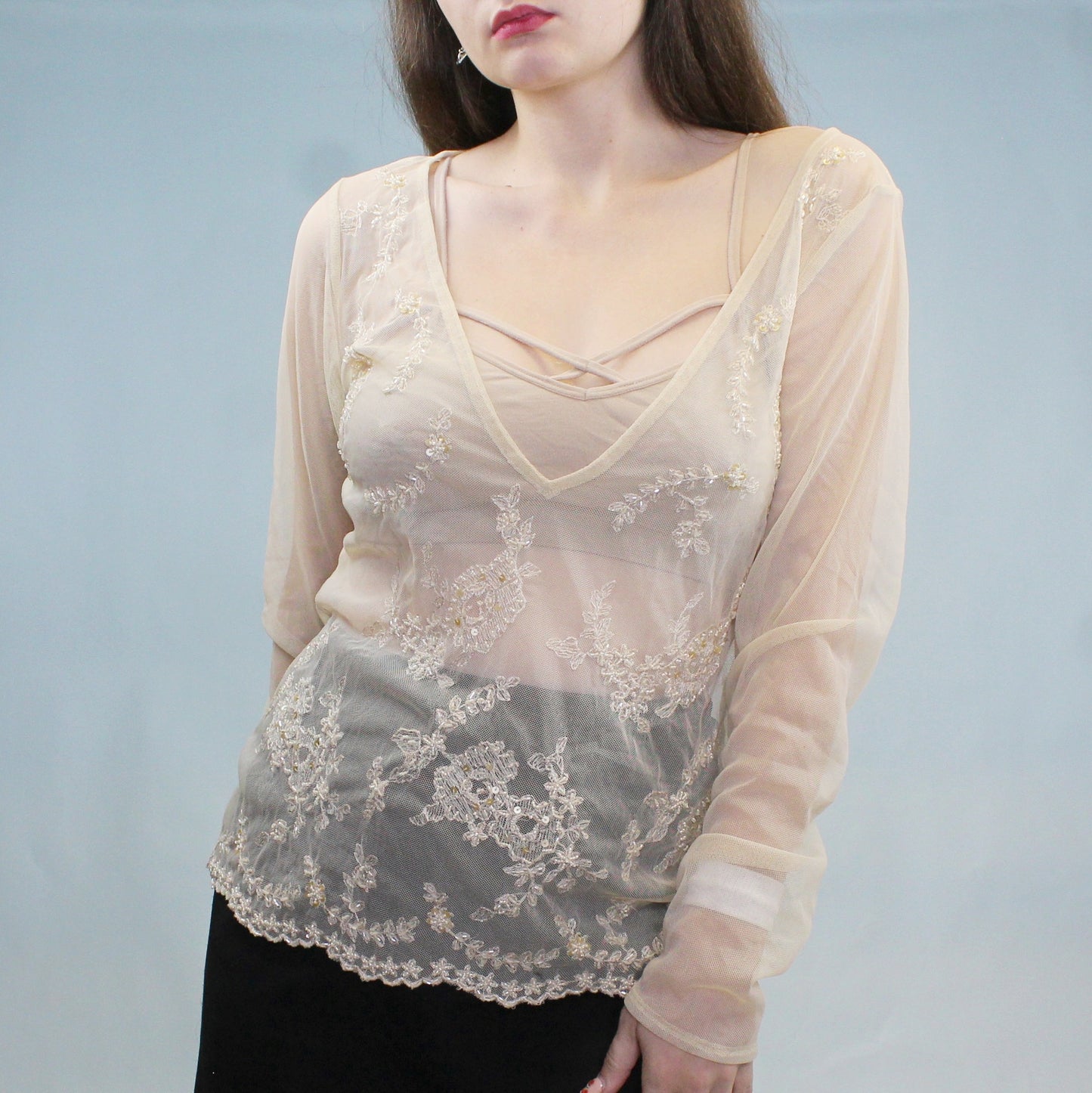 Vintage Y2k Sheer Mesh Long sleeve by New York & Company