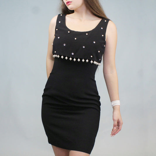 Vintage 90s Glamorous Pearl Cocktail Dress by Donna Ricco New York Petite