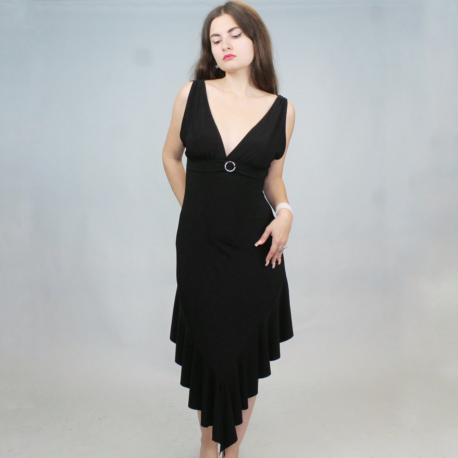 y2k formal dress Y2K Layered Ruffled Spaghetti Strap asymmetrical dress - Irregular Fit, Slim Fit for Women's Party, Prom, Wedding