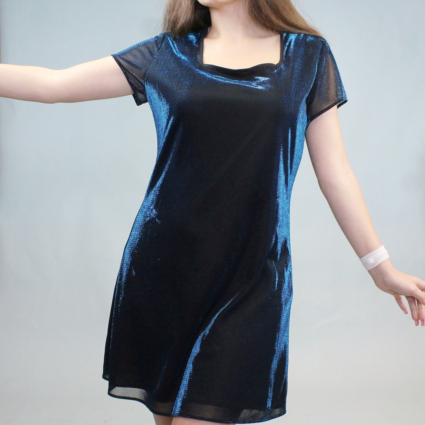 Vintage 90s Reflective Two-Tone blue dress by Breakin' Hearts