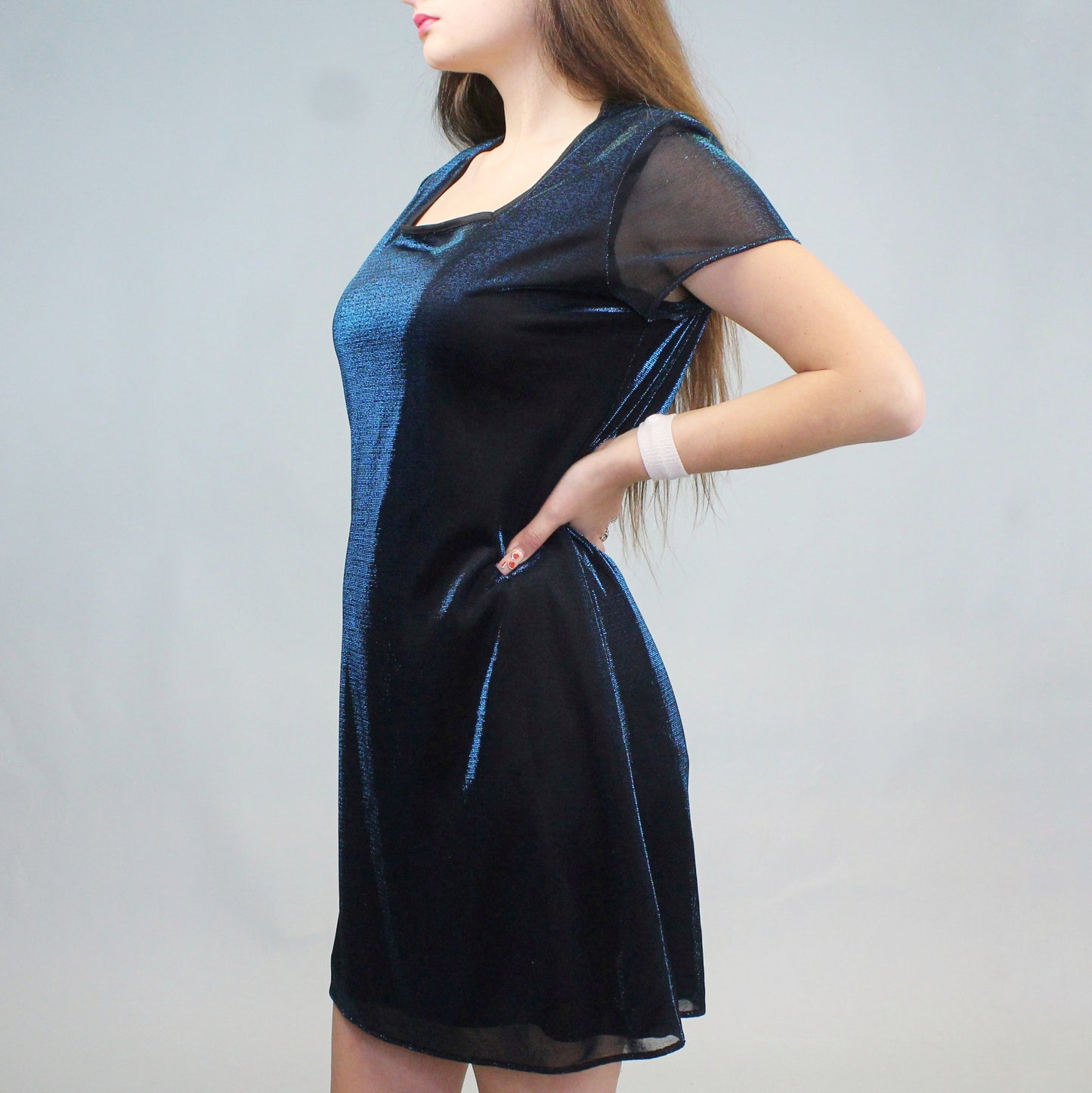 Vintage 90s Reflective Two-Tone blue dress by Breakin' Hearts