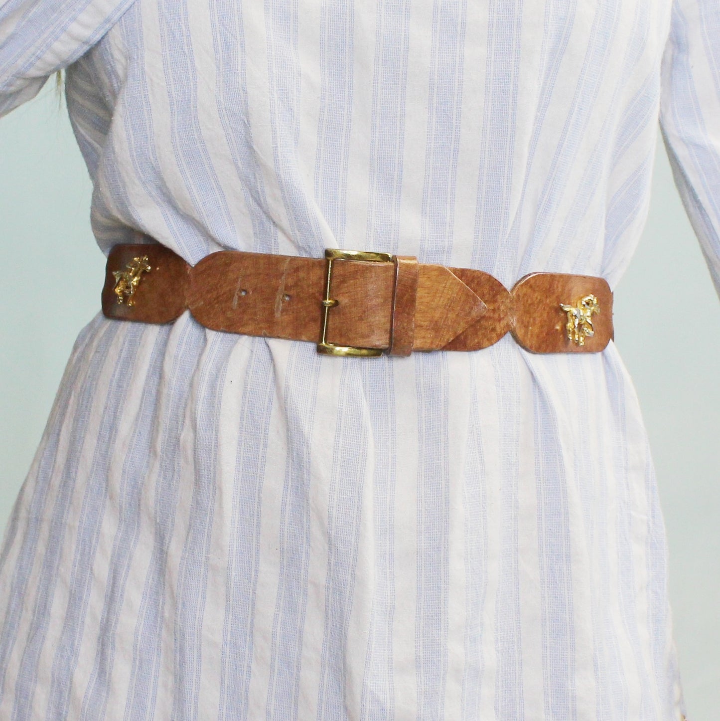 Vintage 90s Belt with Gold Horse Detail