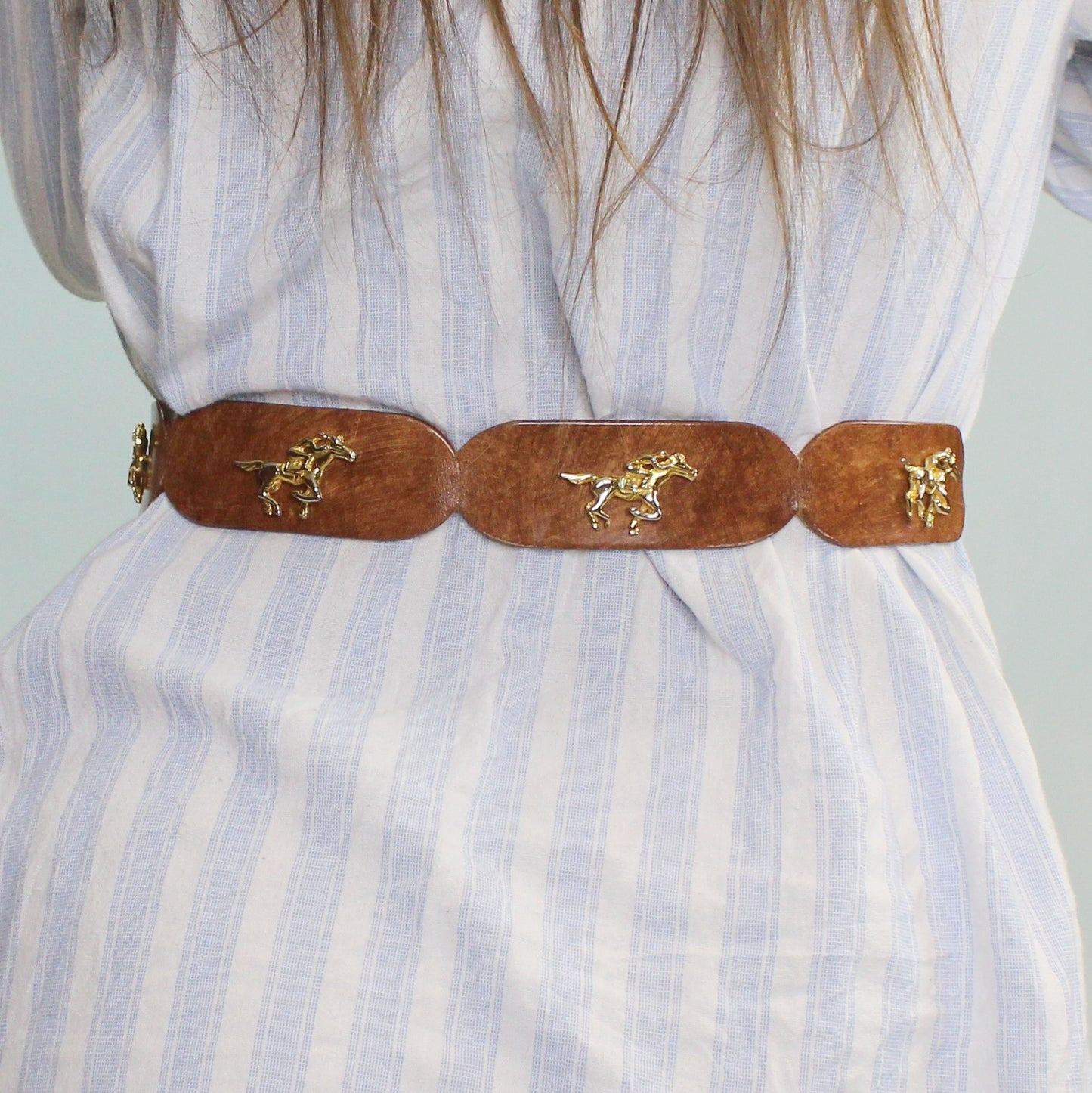 Vintage 90s Belt with Gold Horse Detail