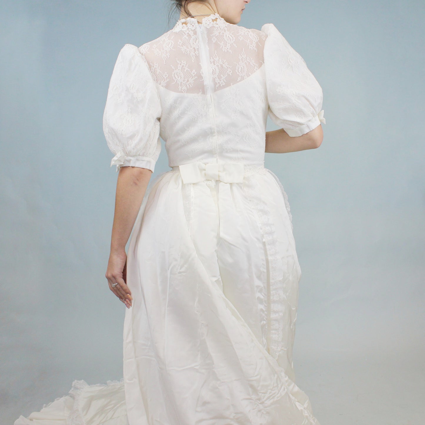 Vintage 80s Puff Sleeve Wedding Dress