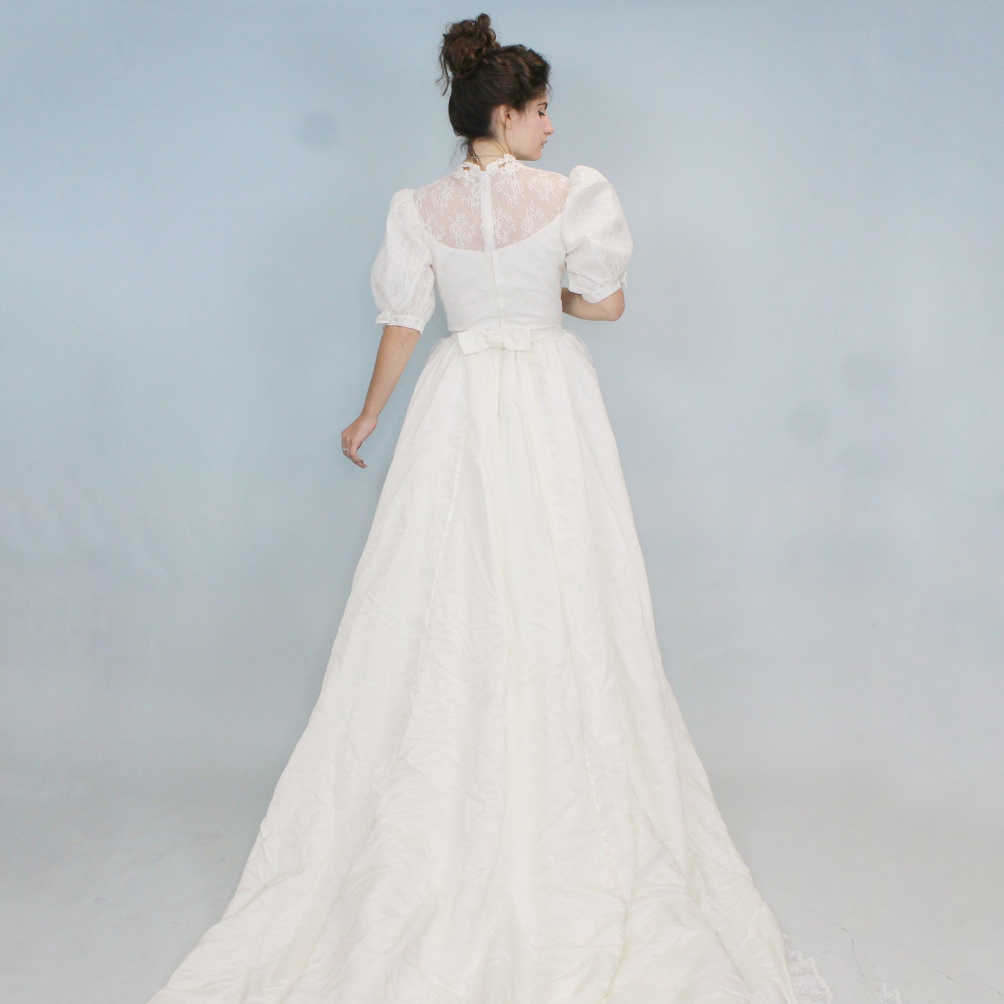 Vintage 80s Puff Sleeve Wedding Dress