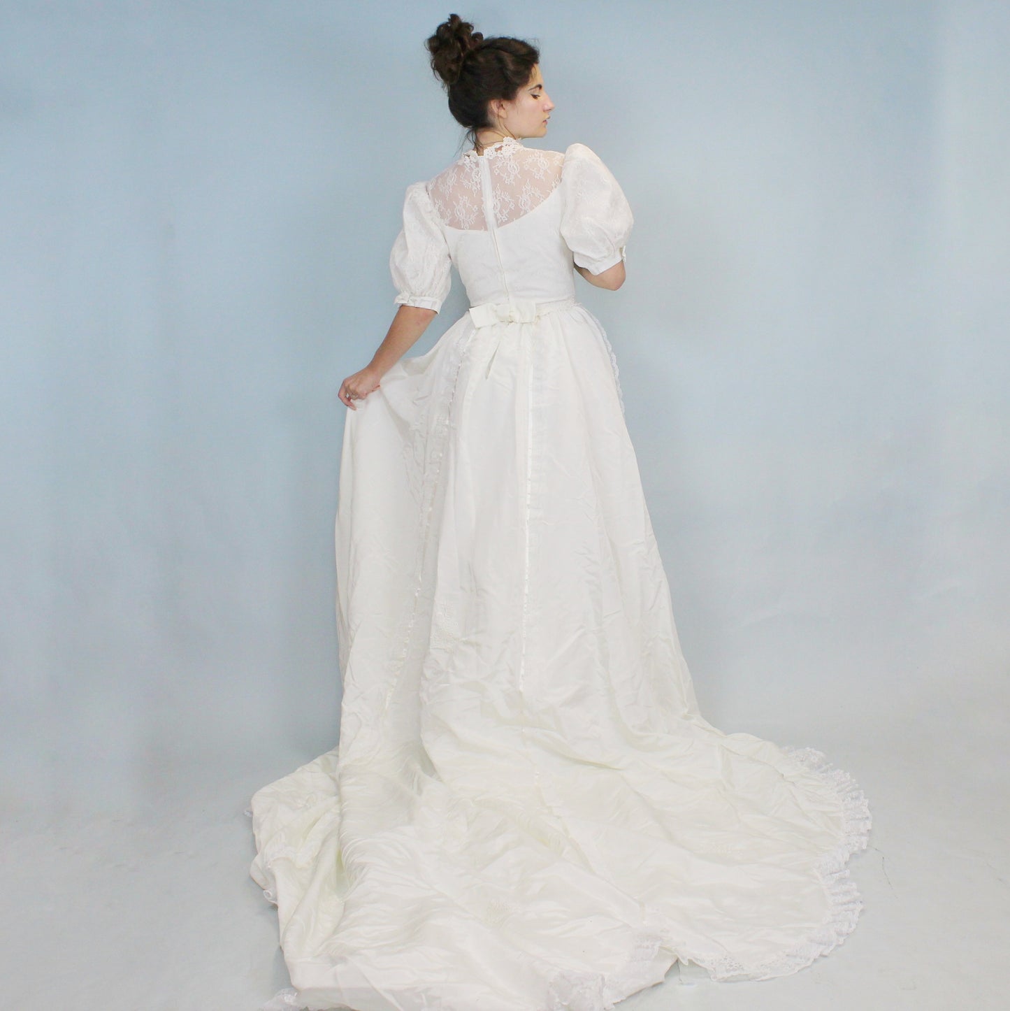 Vintage 80s Puff Sleeve Wedding Dress