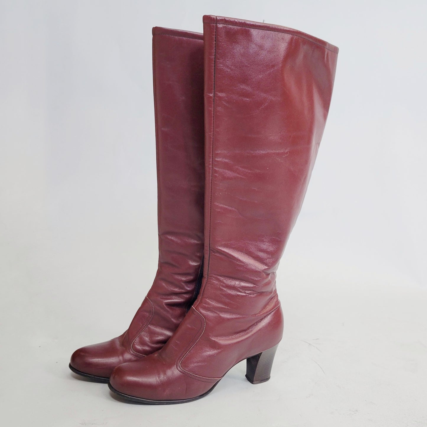 Vintage 80s knee high Red leather boots