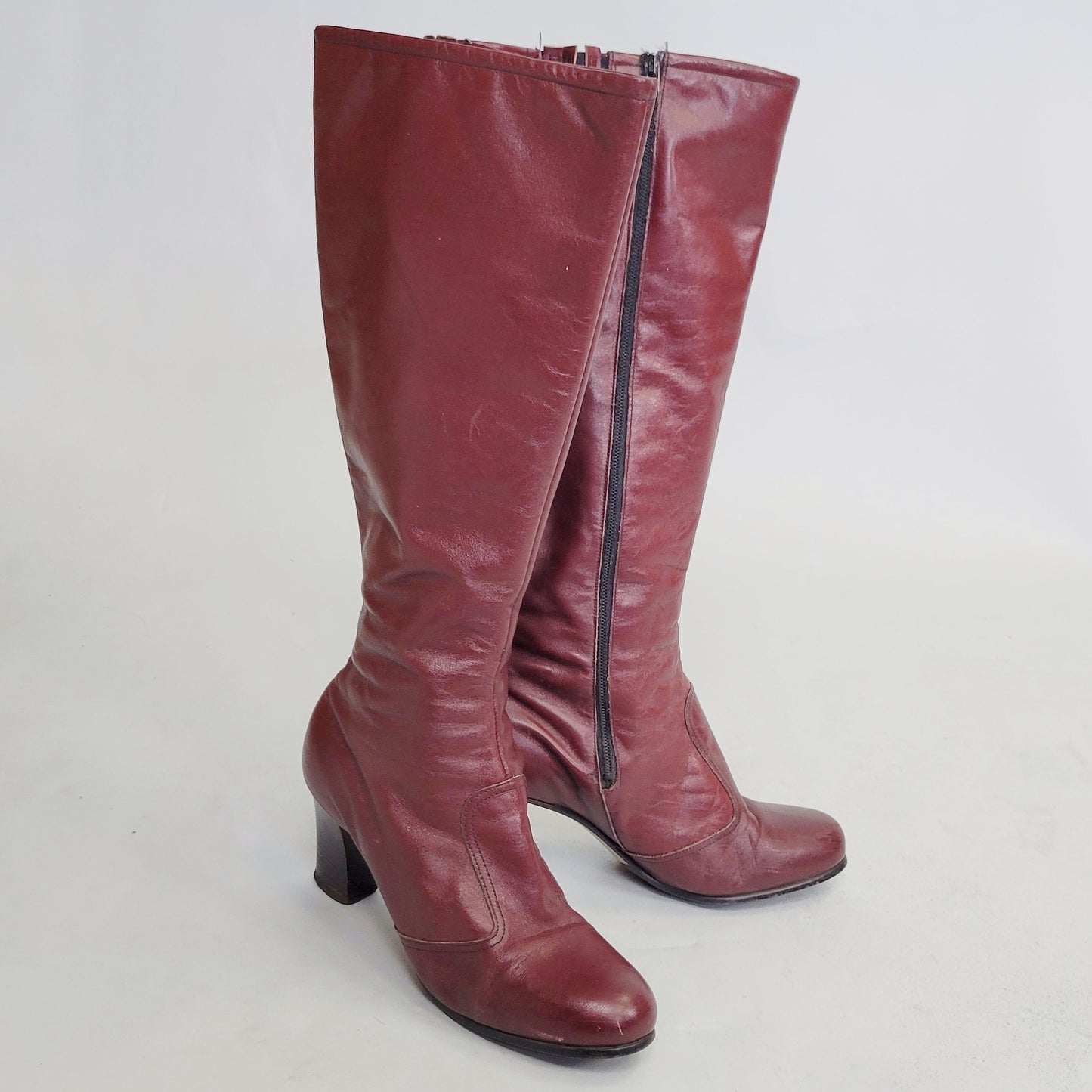 Vintage 80s knee high Red leather boots