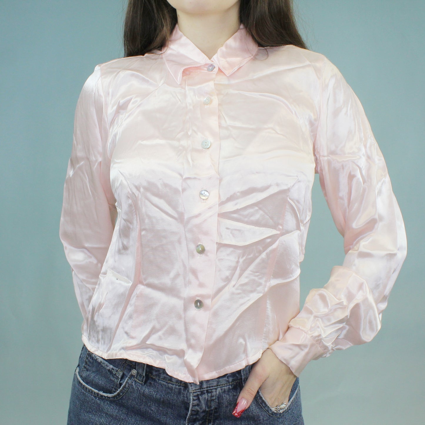 Vintage 90s Pink Silky Blouse by Younique