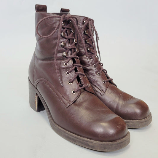 Vintage 90s Chunky Heeled Lace Up Booties by Amanda Smith