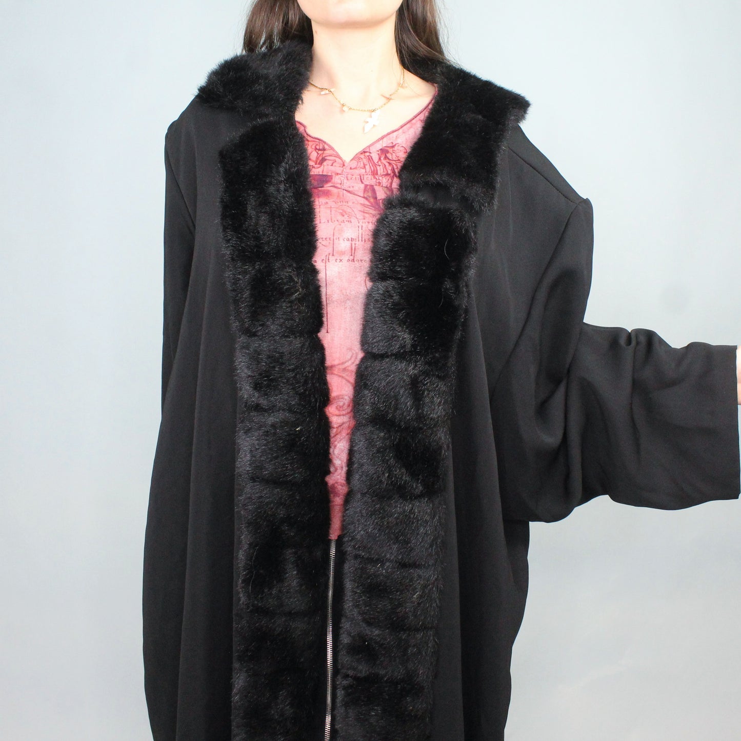 Vintage 90s Faux Fur Duster by Hosanna Design