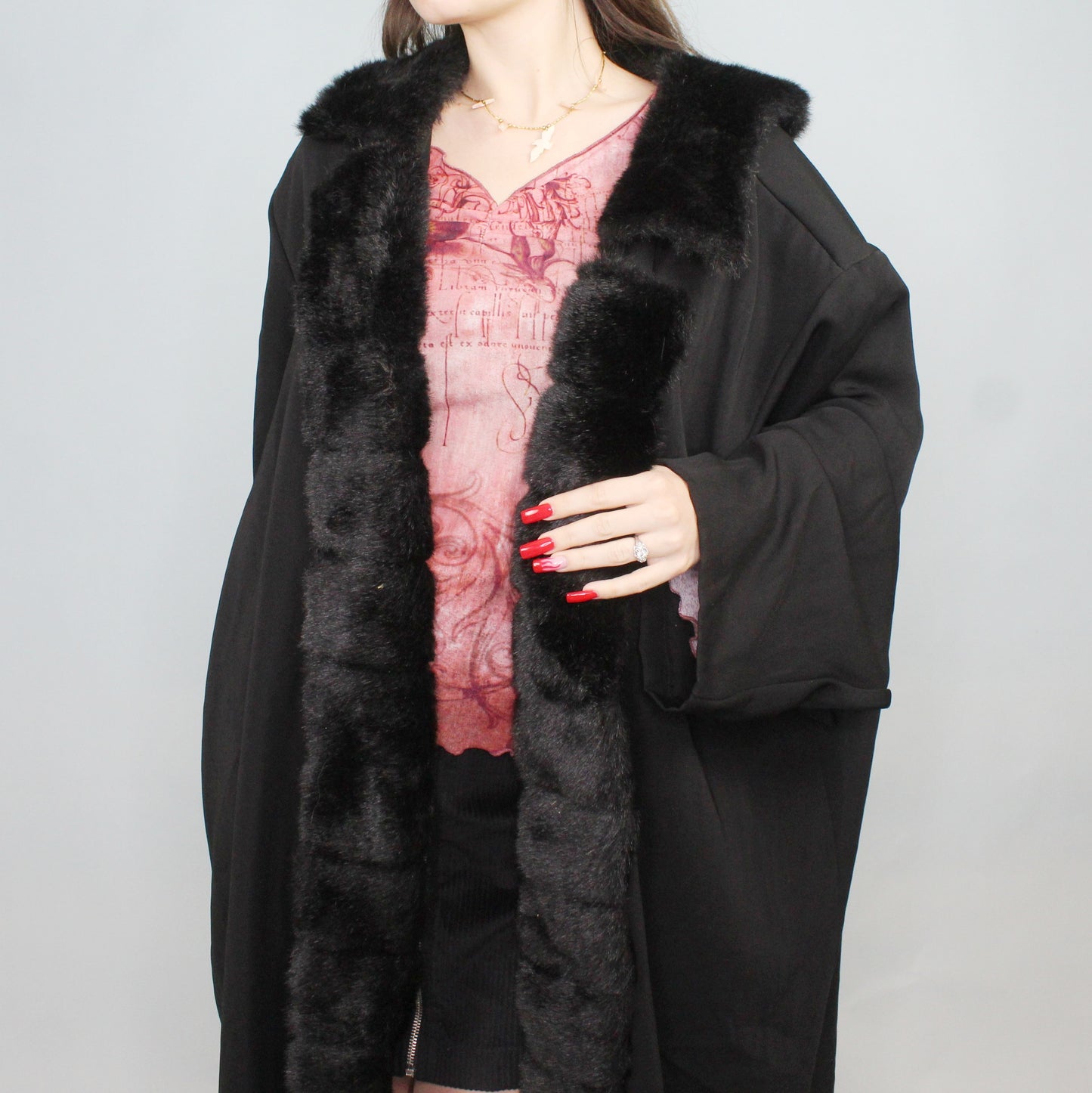 Vintage 90s Faux Fur Duster by Hosanna Design