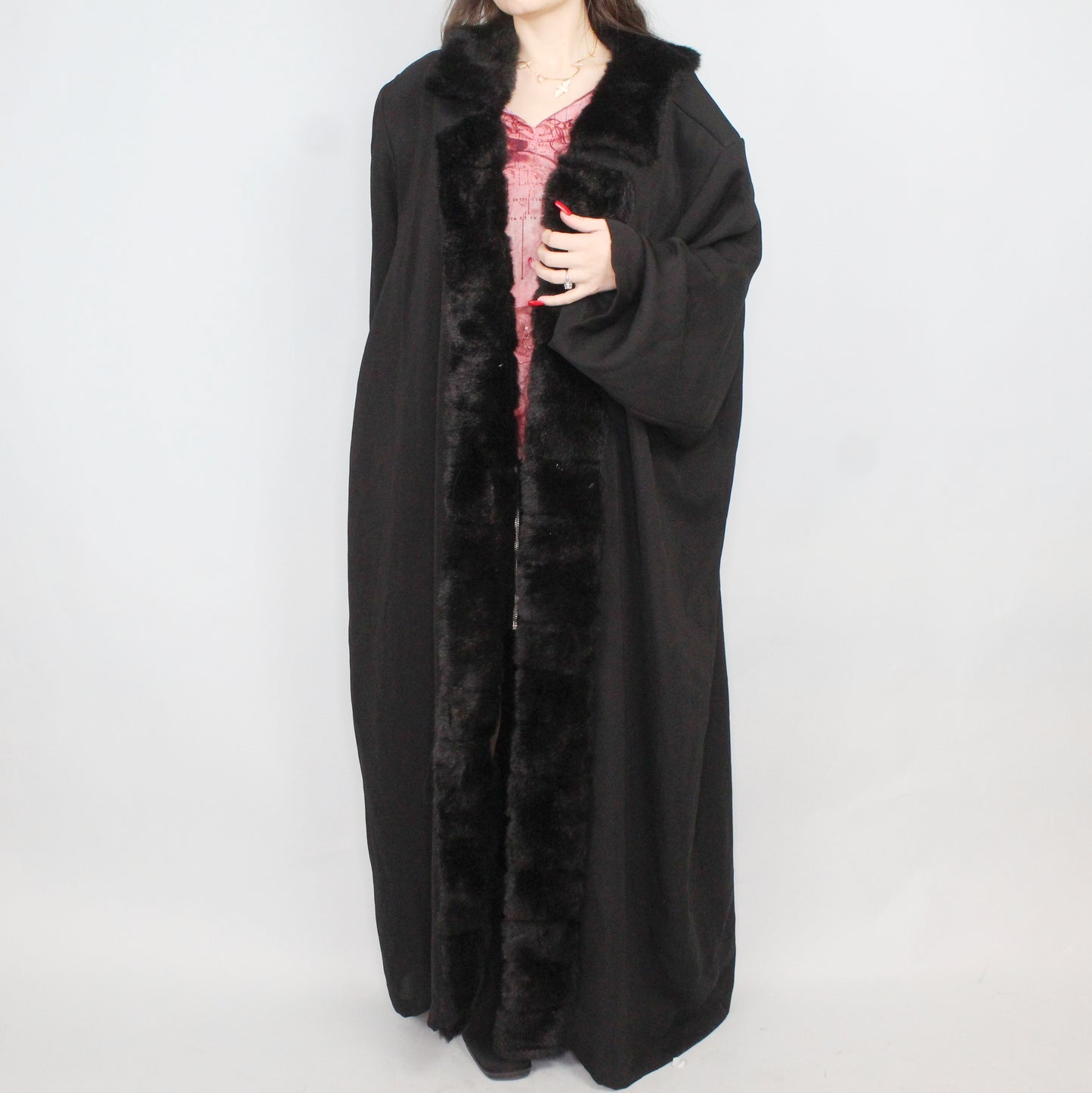 Vintage 90s Faux Fur Duster by Hosanna Design