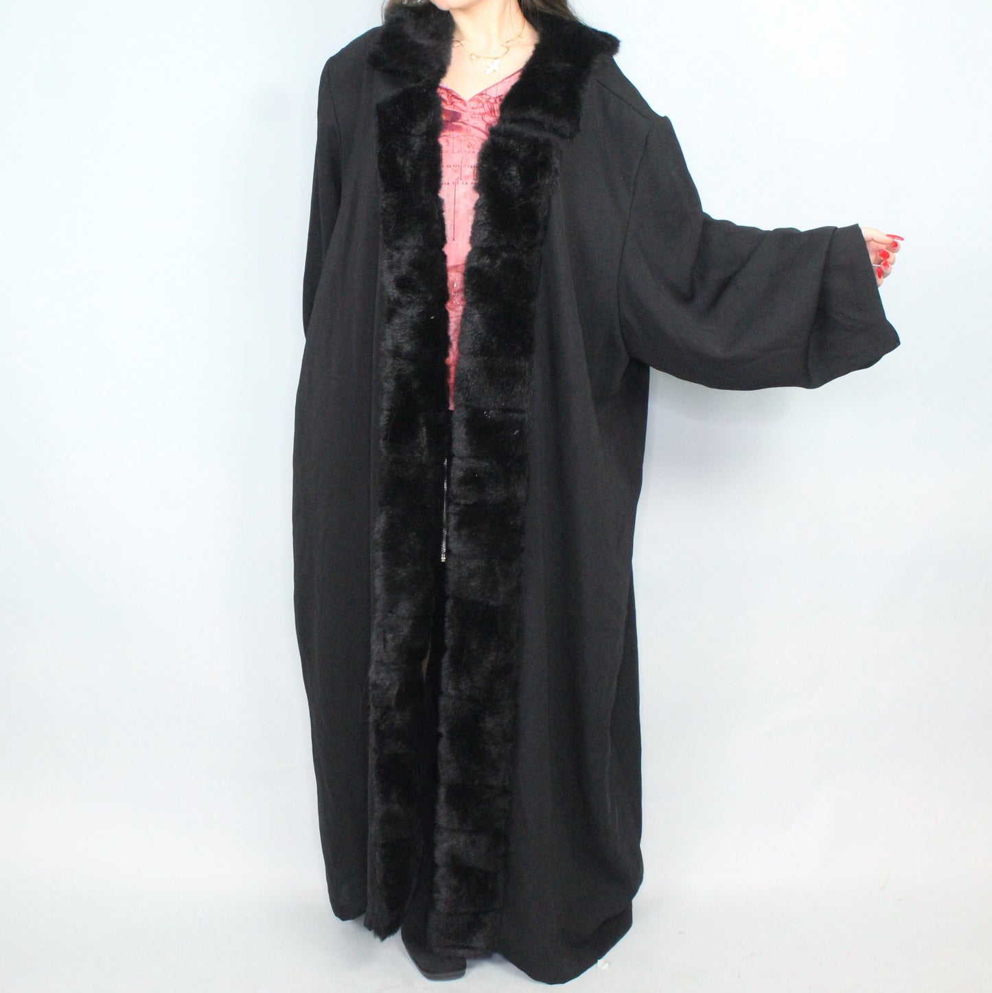 Vintage 90s Faux Fur Duster by Hosanna Design