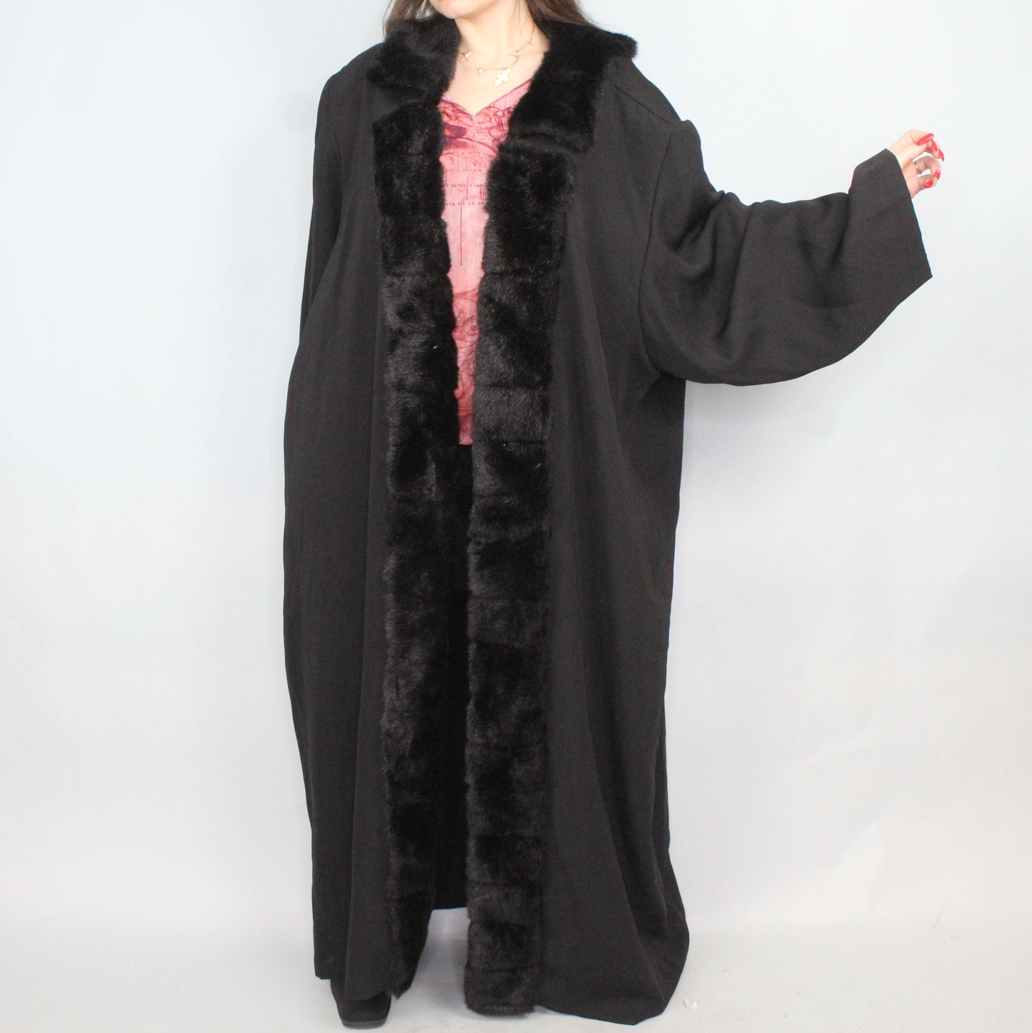 Vintage 90s Faux Fur Duster by Hosanna Design