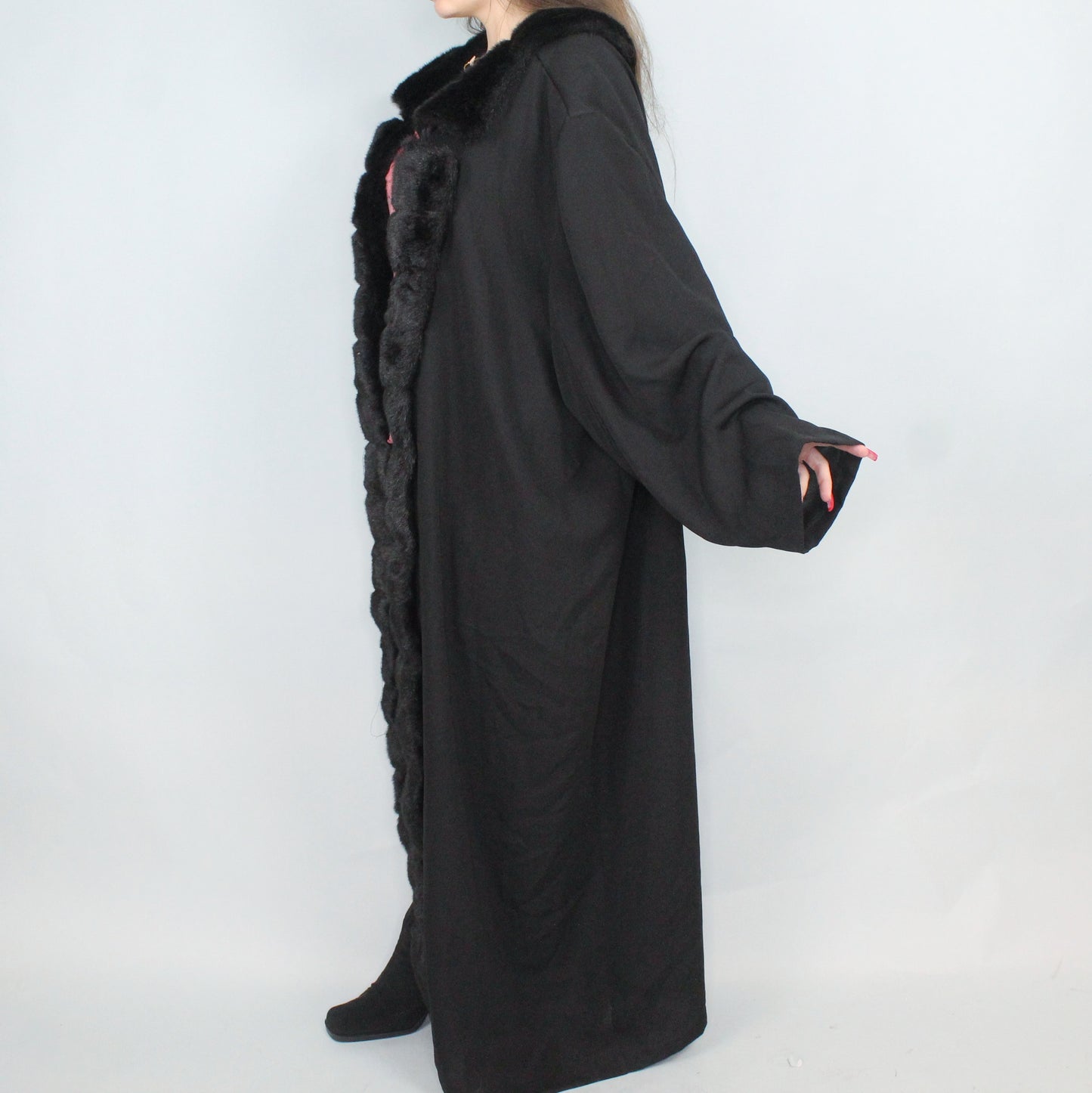 Vintage 90s Faux Fur Duster by Hosanna Design