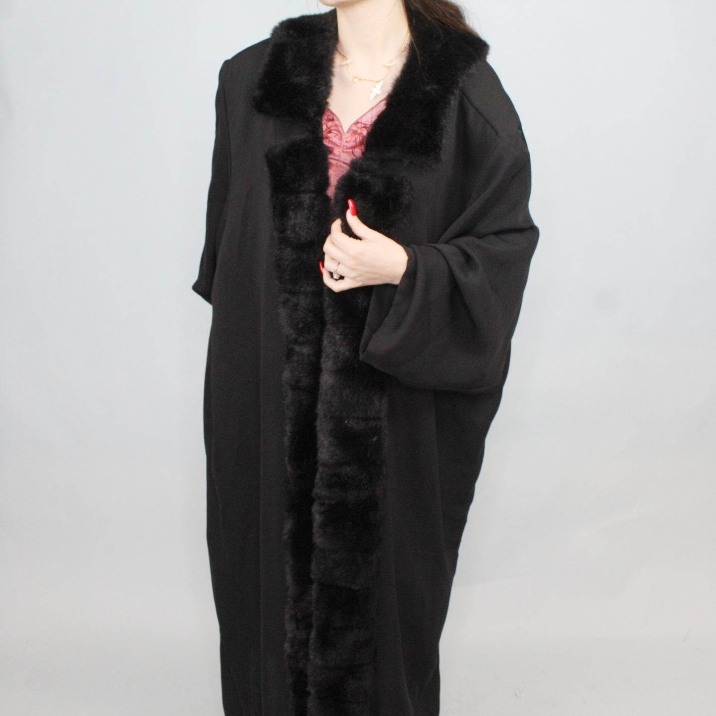 Vintage 90s Faux Fur Duster by Hosanna Design