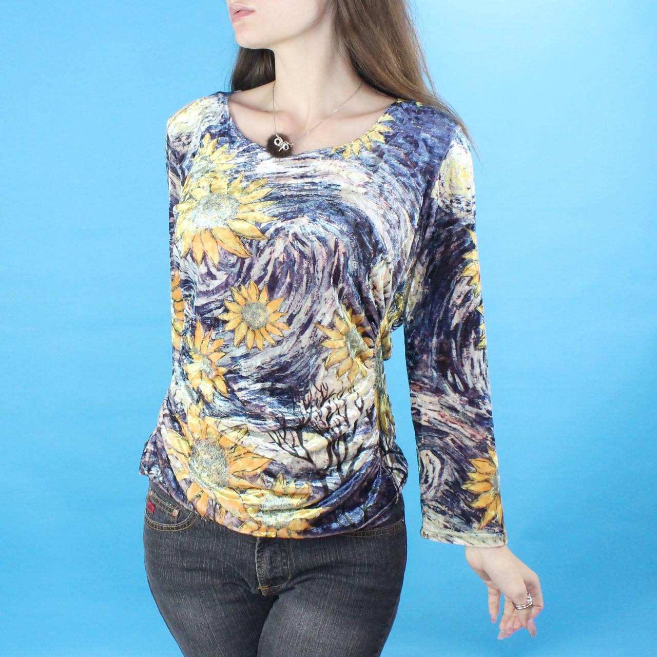 Vintage 90s Velvet Floral Top by I Mode