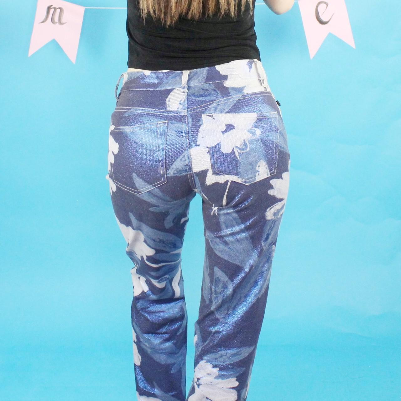 Vintage Y2k Glittery Floral Flare Pants by Express