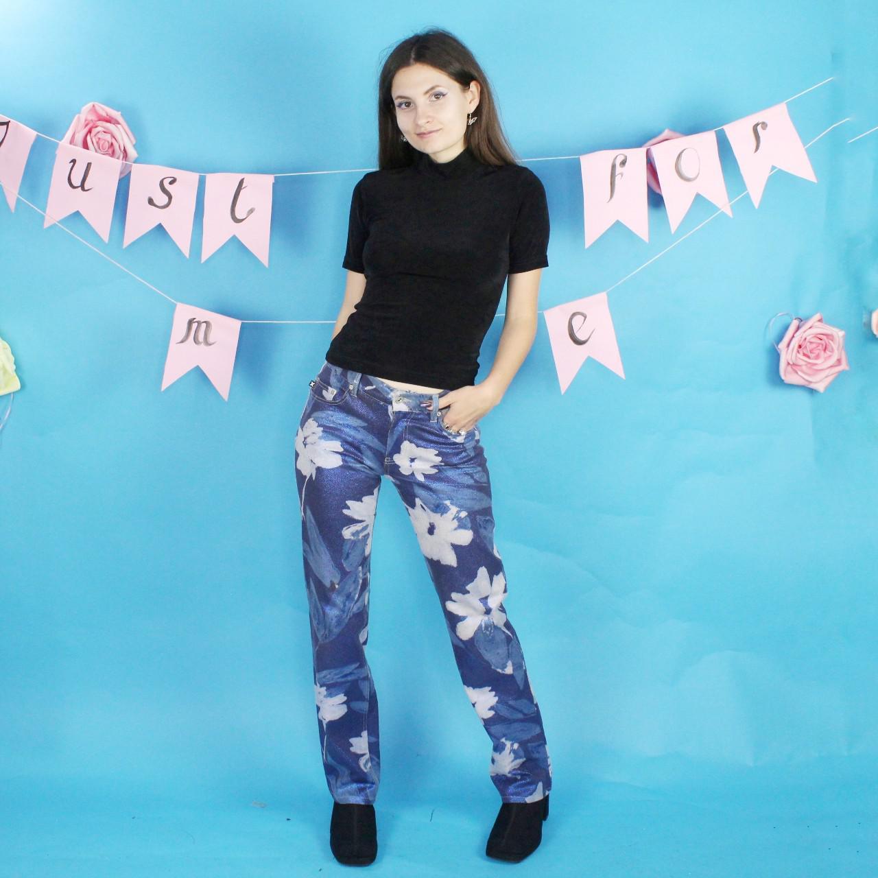 Vintage Y2k Glittery Floral Flare Pants by Express