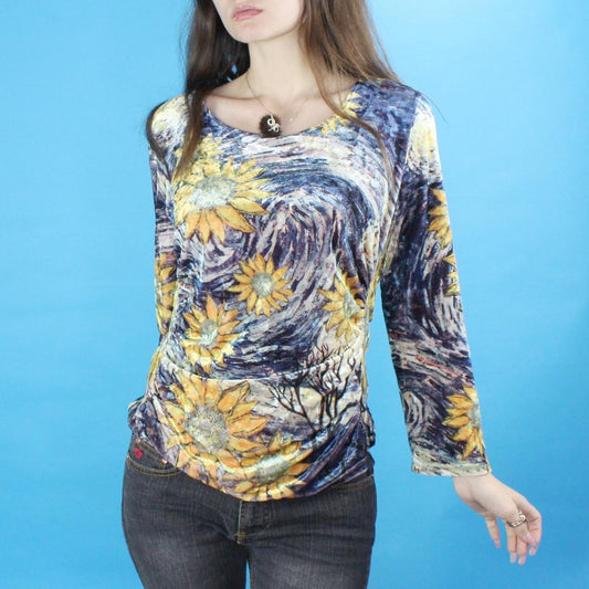 Vintage 90s Velvet Floral Top by I Mode