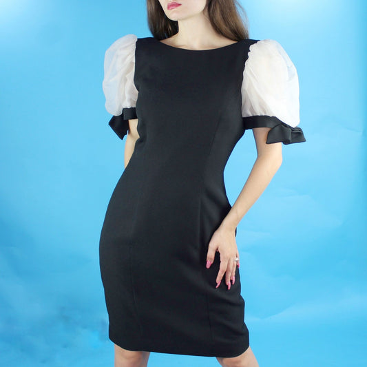 Vintage 80s Puff Sleeve Cocktail Dress by Alex Evenings