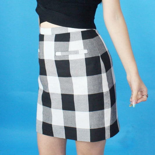 Vintage 90s Plaid High Rise Mini Skirt by Paul Et Duffier