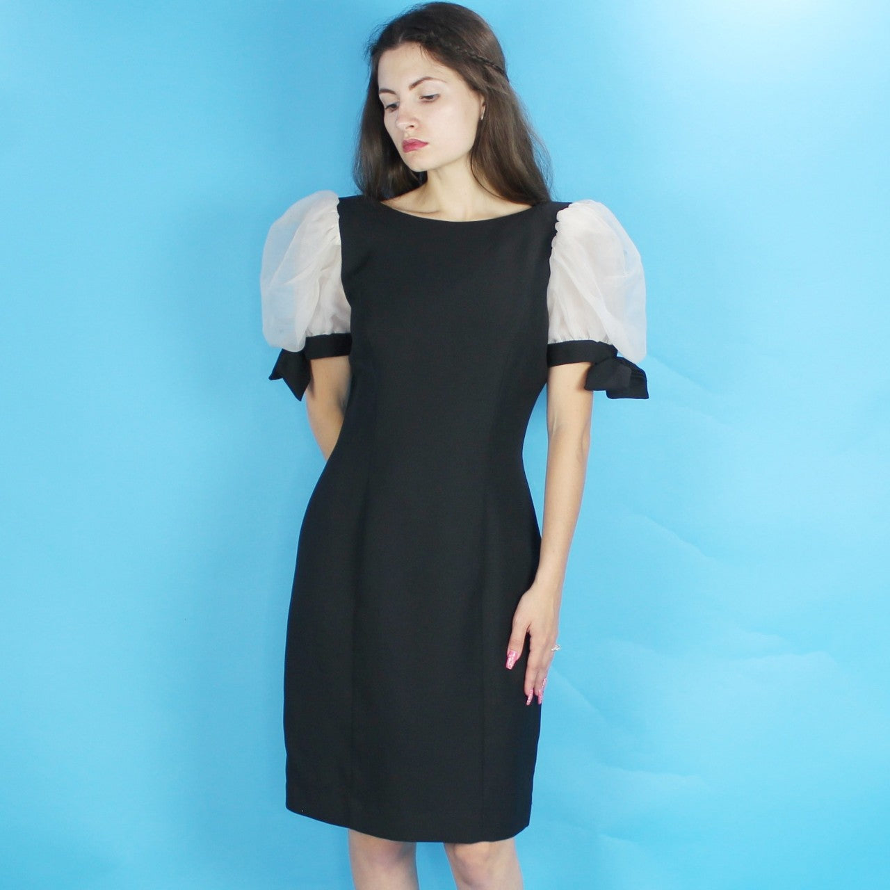 Vintage 80s Puff Sleeve Cocktail Dress by Alex Evenings