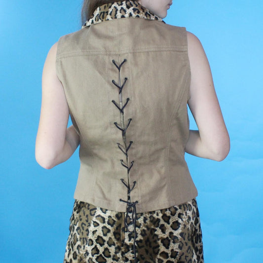 Vintage 90s Lace Up Corset Vest by Point Blank