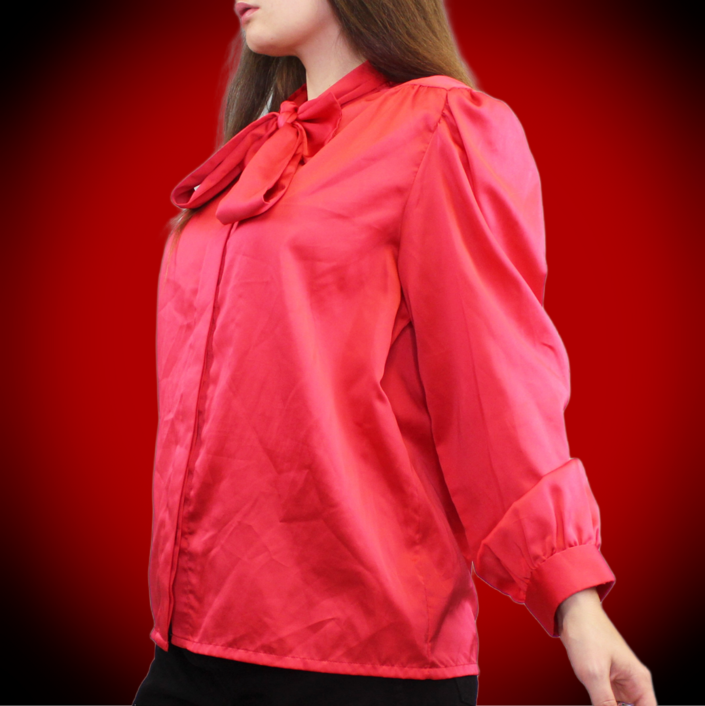 Vintage 80s Red Tie Carriage Court Blouse