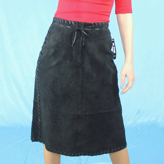 Vintage Y2k black Suede Skirt Deadstock NWT by For Joseph