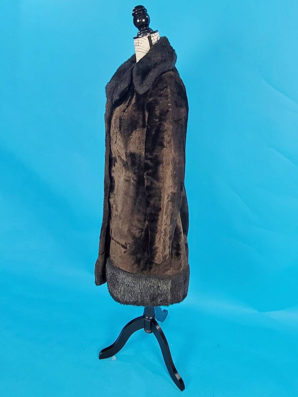 Vintage 70s Faux Fur Coat Groovy Black and Brown Fuzzy Jacket