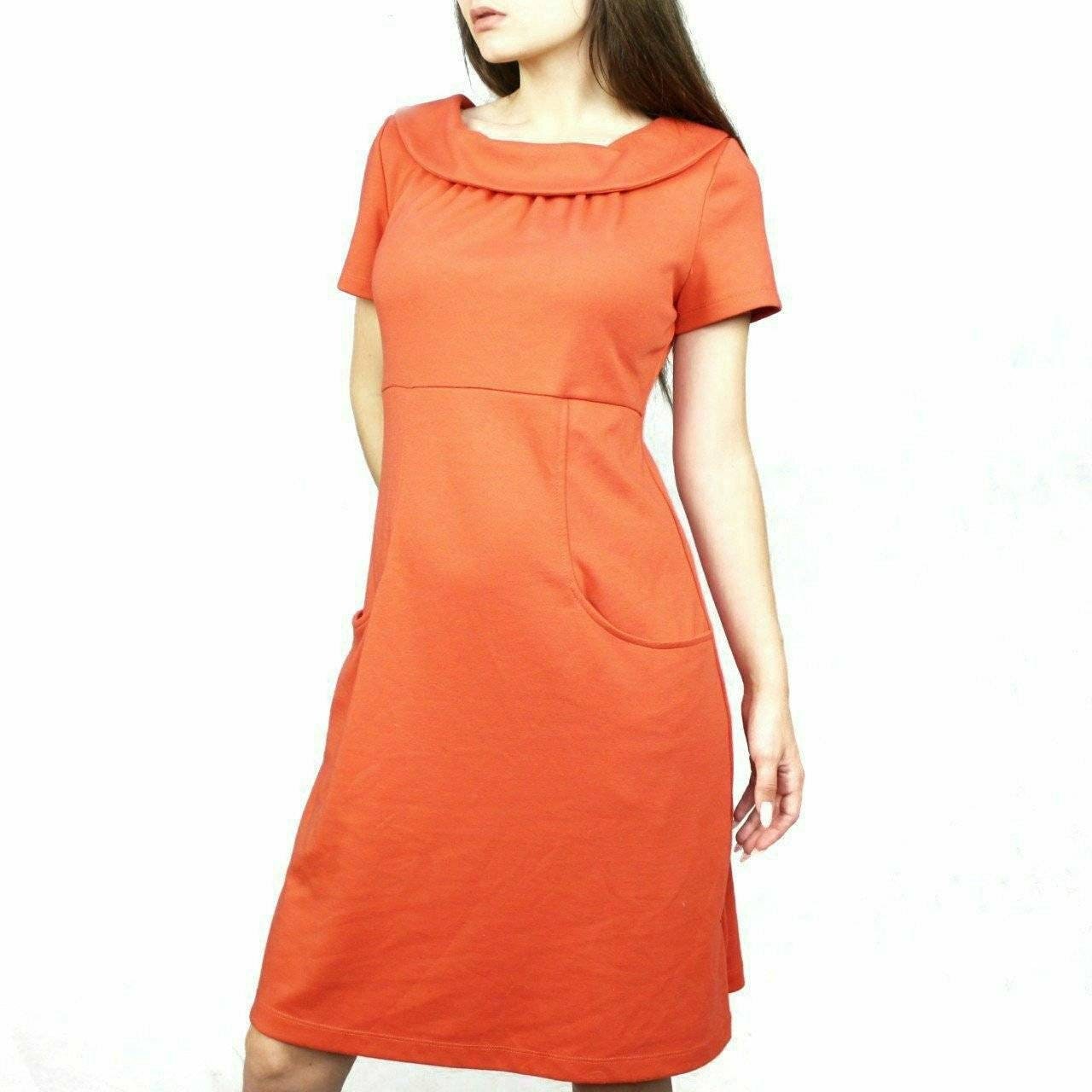 Vintage 90s Retro Mod Comfy Orange Dress with Pockets by Lily