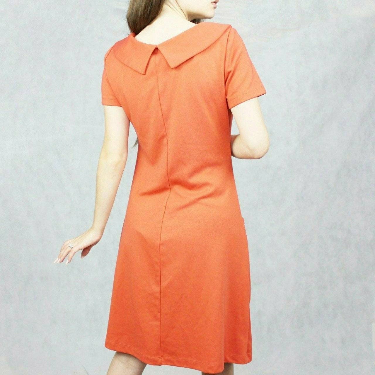 Vintage 90s Retro Mod Comfy Orange Dress with Pockets by Lily