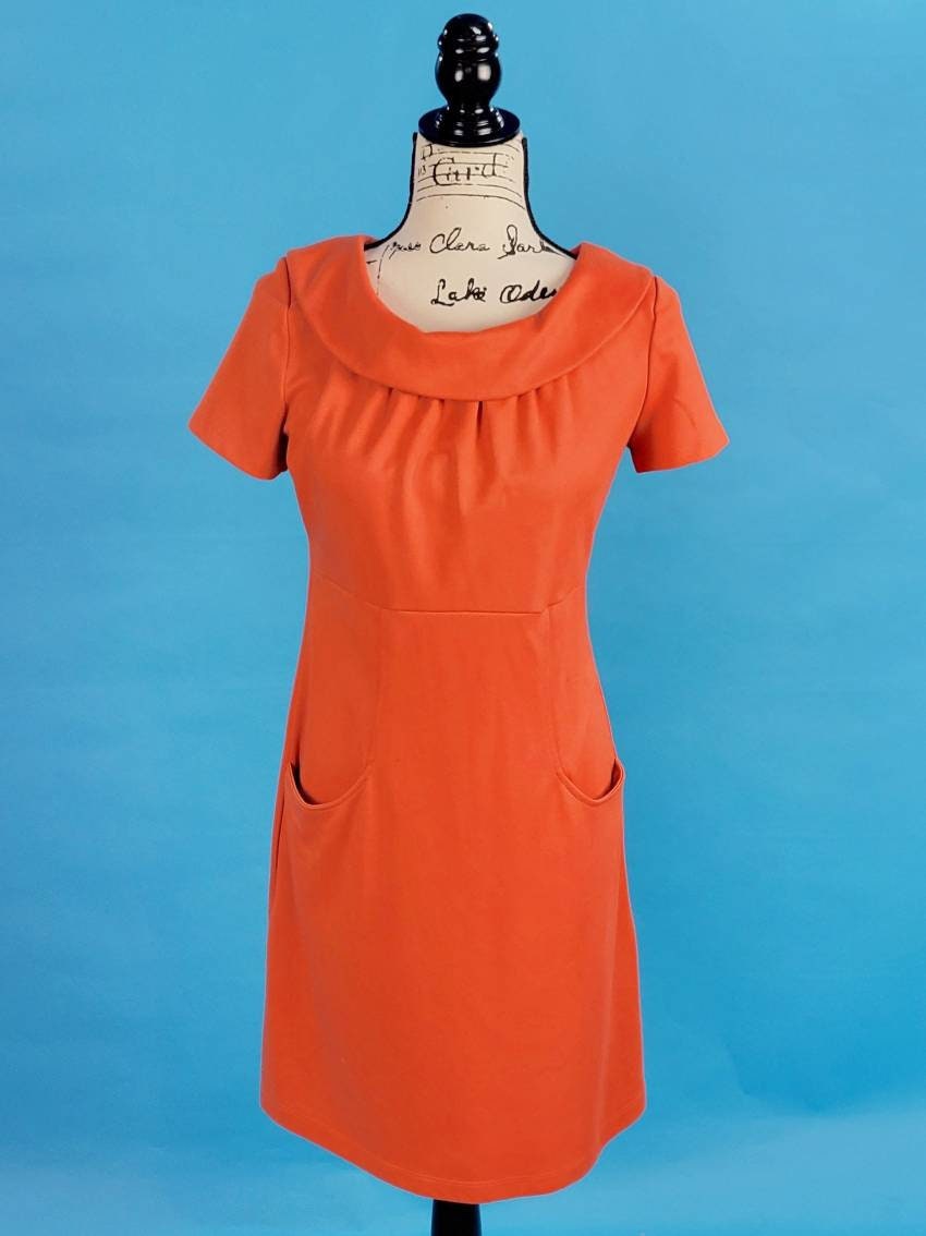 Vintage 90s Retro Mod Comfy Orange Dress with Pockets by Lily